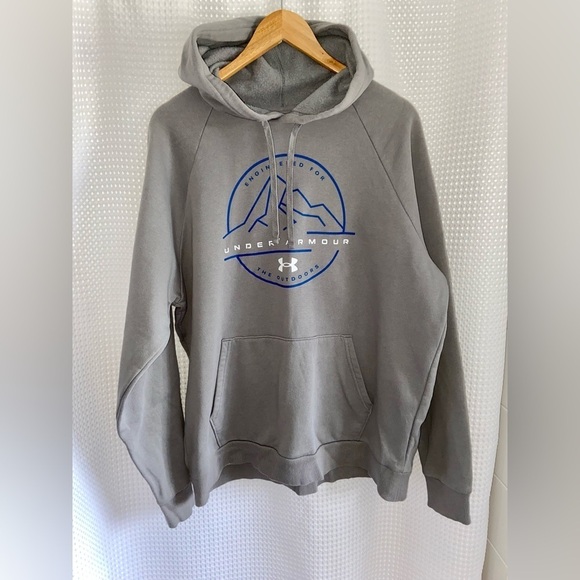 2/49$ Men's Under Armour Rival Fleece Mountain Key gray Hoodie size Large - Picture 3 of 10